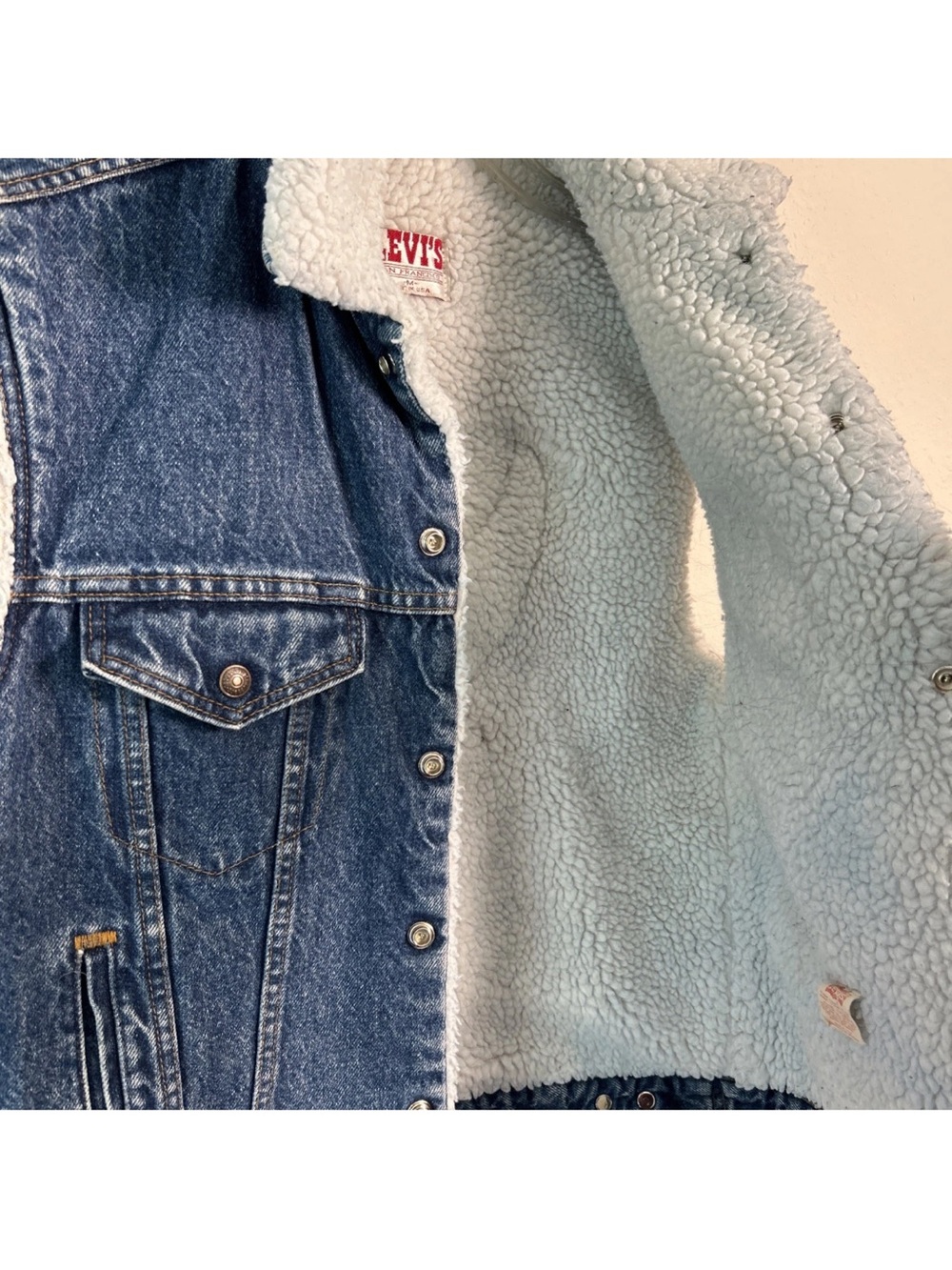 Vintage 80’s Levi’s Denim Sherpa Lined Vest Harley-Davidson Made In USA Size Med - Picture 8 of 16